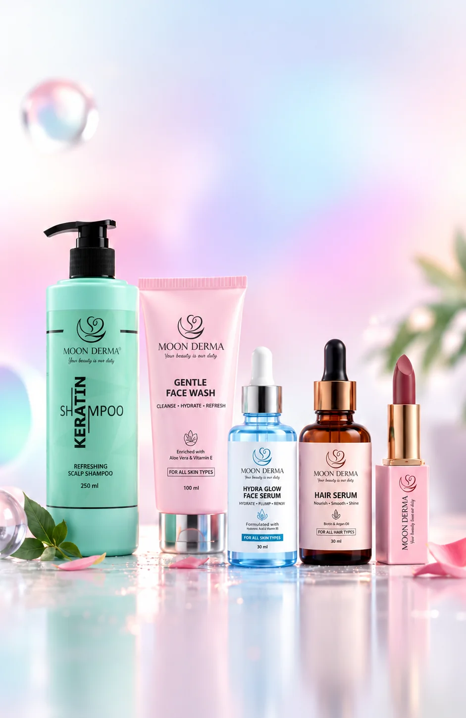 Moon Derma skincare and haircare collection